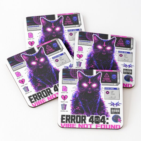 Item preview, Y2K Aesthetic Error 404 Vibe Not Found Pixel Cat T-Shirt designed and sold by Sell4World.