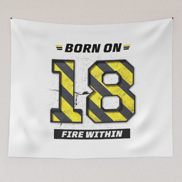 Item preview, Born on 18 Fire Within – Birthday Number 18 Shirt, Inner Strength Design, Grunge Industrial Streetwear designed and sold by amareshdas008.