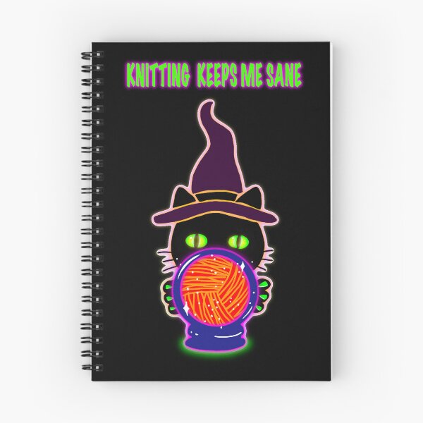 Item preview, Knitting Keeps Me Sane Shirt – Funny Knitting Quote Neon Witch Cat Yarn Design designed and sold by ArtyWares.