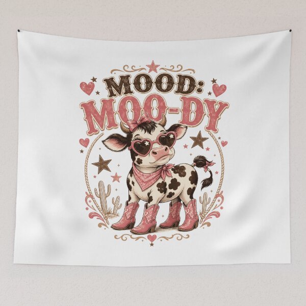 Item preview, Mood Moo-Dy Cow Shirt Cute Western Cowgirl Funny Cow designed and sold by JerdbordinShop.