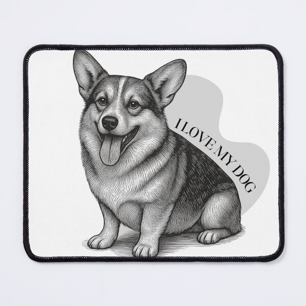Item preview, Woodcut Style Corgi Dog I Love My Dog Illustration designed and sold by Thitinan05.