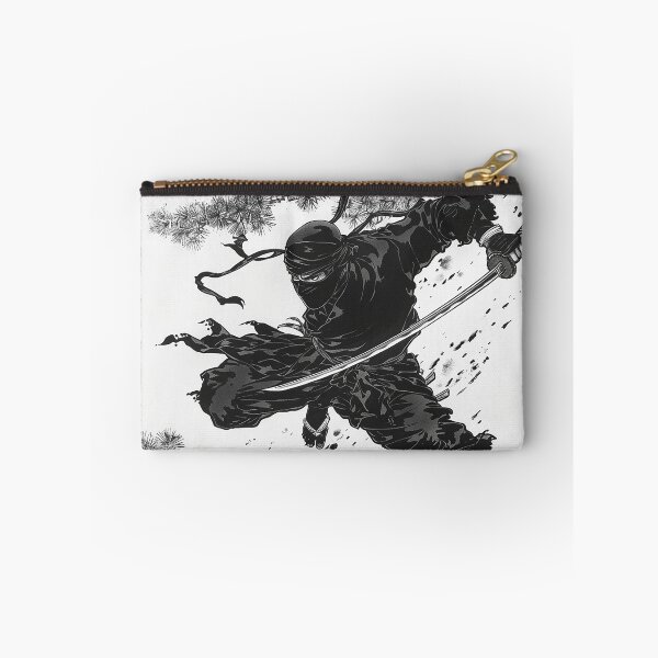 Item preview, Illustration of a ninja jumping while holding a sword (Hokusai-style) designed and sold by whiteblackcat.
