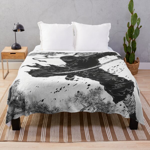 Item preview, Illustration of a ninja jumping while holding a sword (Hokusai-style) designed and sold by whiteblackcat.