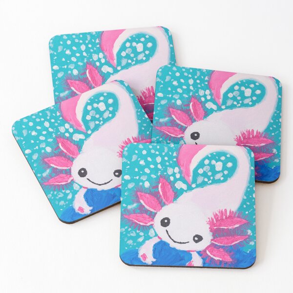Item preview, Whimsical Happy Axolotl Cute Pink Salamander Painting designed and sold by Vermanartist.