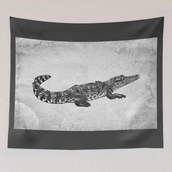 Item preview, Saltwater Crocodile I: Dark Wildlife Etched Reptile Illustration designed and sold by Ghoul Enterprises.