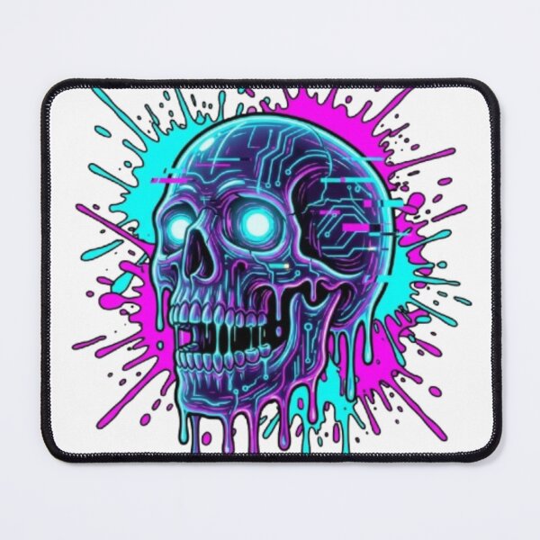 Item preview, Neon Cyberpunk Skull - Surreal Melting Street Art designed and sold by YourStoreZero.