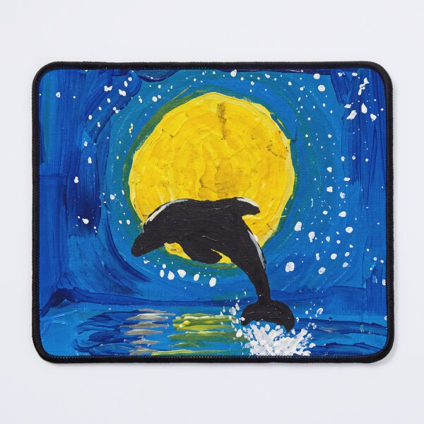 Item preview, Majestic Dolphin Leaping Under Full Moon Ocean designed and sold by Vermanartist.
