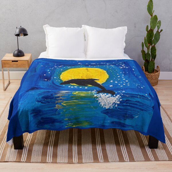 Item preview, Majestic Dolphin Leaping Under Full Moon Ocean designed and sold by Vermanartist.