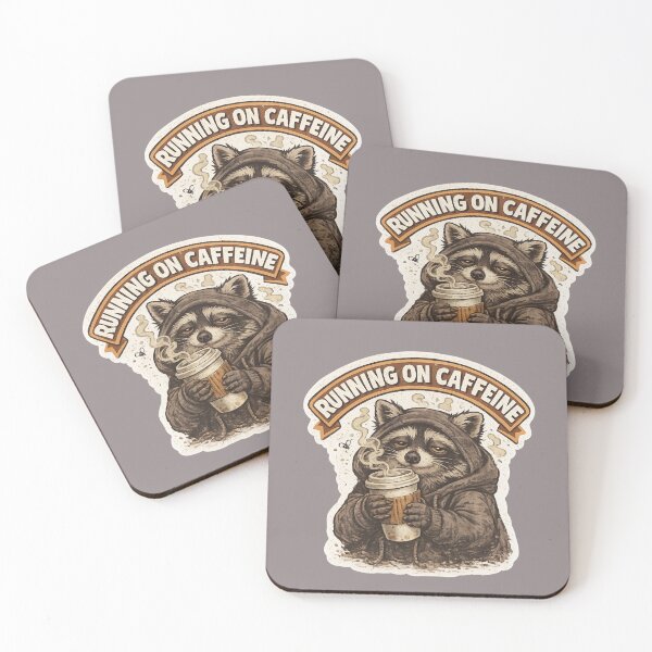 Item preview, Running On Caffeine Raccoon Sticker | Funny Tired Meme | Cute Sleepy Animal designed and sold by K-Vibe Design Studio.