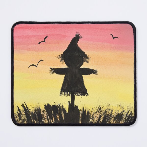 Item preview, Rustic Scarecrow Silhouette Sunset Field Watercolor designed and sold by Vermanartist.