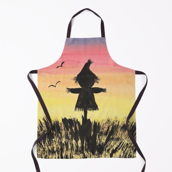 Item preview, Rustic Scarecrow Silhouette Sunset Field Watercolor designed and sold by Vermanartist.
