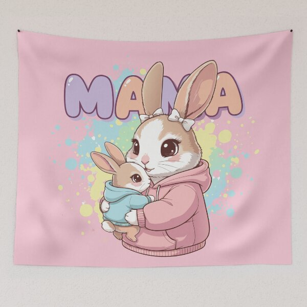 Item preview, Cute Mama Rabbit Hugging Baby Bunny Illustration designed and sold by Ahmed-khafagy.