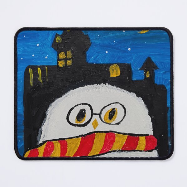 Item preview, Spectacled White Owl With Striped Scarf designed and sold by Vermanartist.