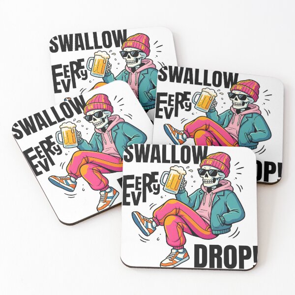Item preview, Swallow Every Drop! Cool Skeleton Drinking Beer Streetwear designed and sold by P2P-paotopao.