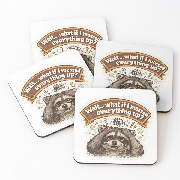 Item preview, Overthinking Raccoon Sticker | Wait What If I Messed Everything Up Meme | Funny Anxiety Mood designed and sold by K-Vibe Design Studio.