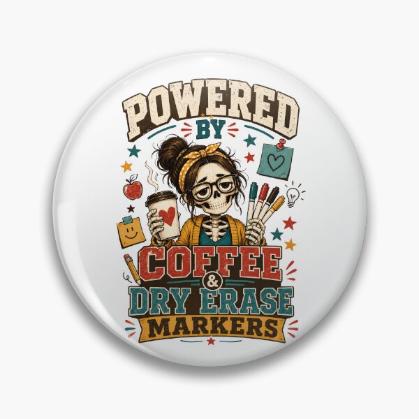 Item preview, Skeleton Teacher Powered By Coffee Dry Erase Markers designed and sold by JerdbordinShop.