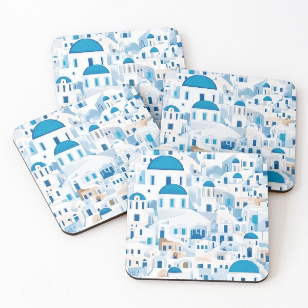 Item preview, Santorini Greece Patterns – Greek Island Houses & Blue Domes - Architecture designed and sold by Suzy Perez Art.