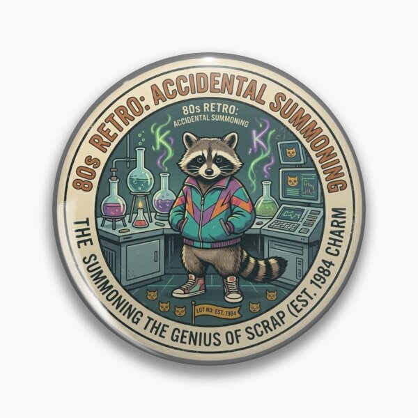 Item preview, The Genius of Scrap - Retro 80s Raccoon Alchemist designed and sold by K-Vibe Design Studio.