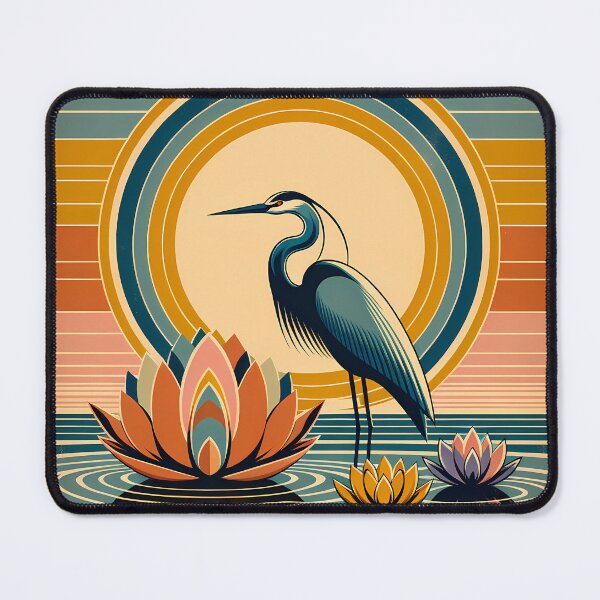 Item preview, Heron and Lotus Sunset Lagoon designed and sold by InkSmithery.