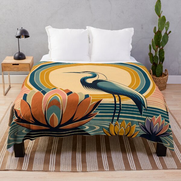 Item preview, Heron and Lotus Sunset Lagoon designed and sold by InkSmithery.