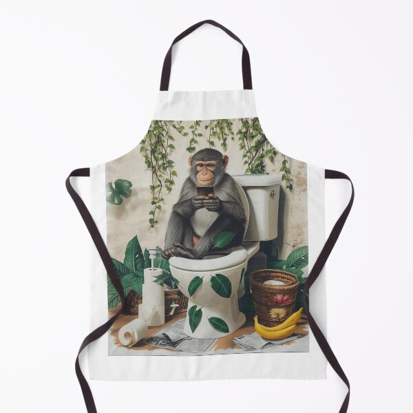 Item preview, Funny Monkey Sitting on Toilet Scrolling Smartphone - Relatable Animal Meme for Bathroom Humor Lovers designed and sold by Mustangana.
