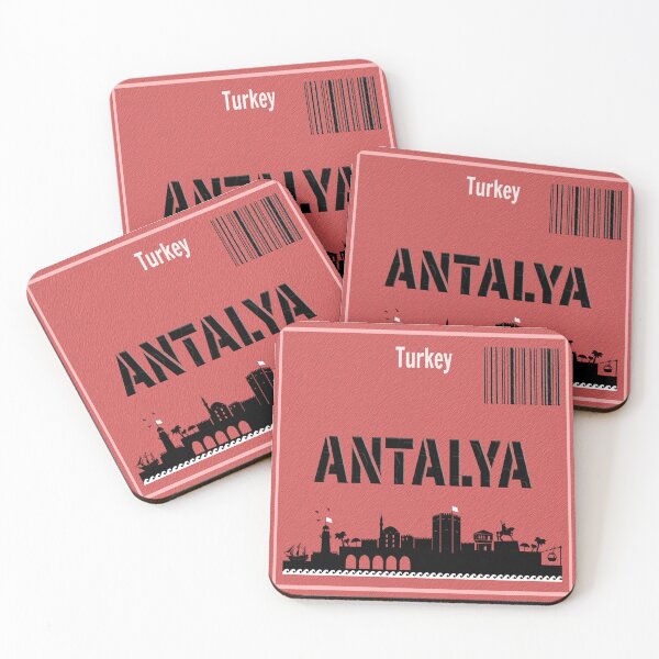 Item preview, Antalya Turkey skyline vintage travel poster minimal design designed and sold by PixelParinda.