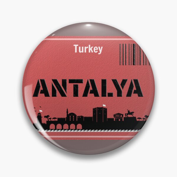 Item preview, Antalya Turkey skyline vintage travel poster minimal design designed and sold by PixelParinda.