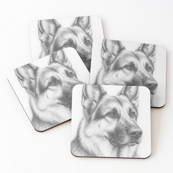 Item preview, German Shepherd Pencil Sketch Art Print | Black and White Dog Portrait Drawing | Realistic Alsatian Illustration Gift for Dog Lovers designed and sold by Leon Woods Pencil Art.