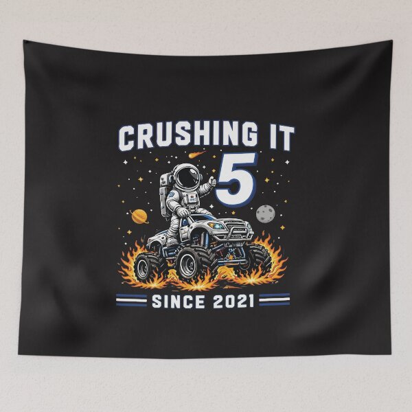 Item preview, Crushing It 5 Monster Truck Astronaut 5th Birthday Boy Age 5 Gift designed and sold by kiralynstration.