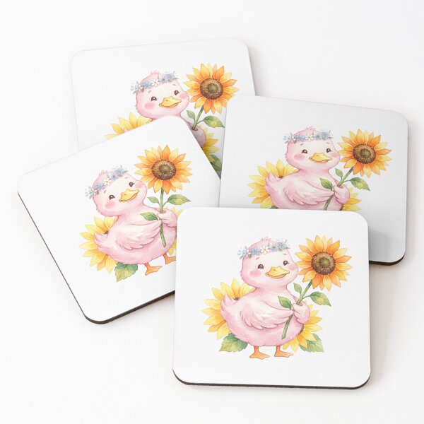 Item preview, Cute Pink Duck with Sunflower designed and sold by naragon4289.
