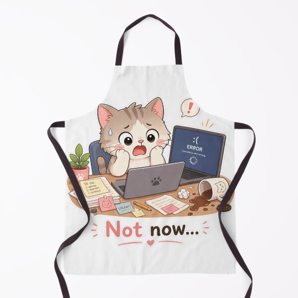 Item preview, Cat Laptop Crash Not Now Work Panic Moment designed and sold by Sadia Jannat.
