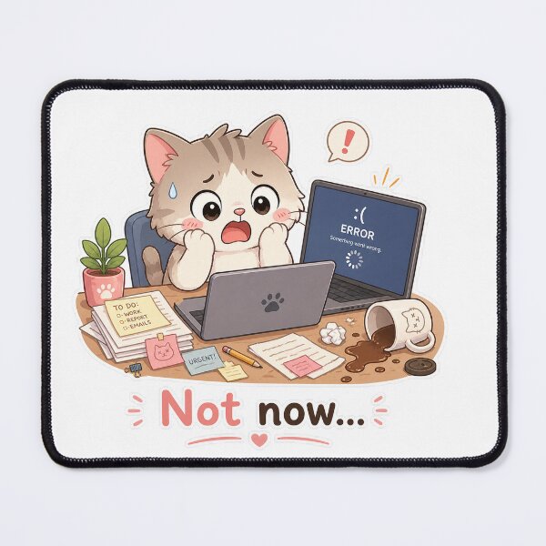 Item preview, Cat Laptop Crash Not Now Work Panic Moment designed and sold by Sadia  Jannat.