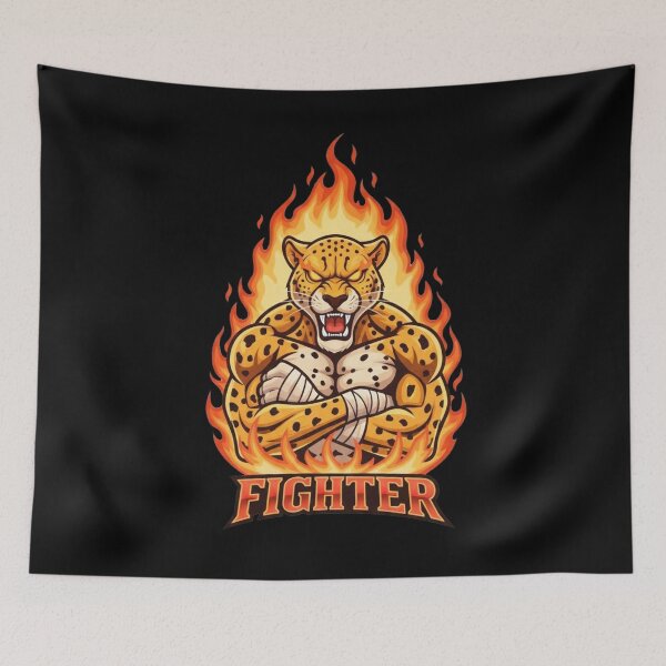 Item preview, Fiery Leopard Fighter Mascot Gaming Design designed and sold by Omar-2D.