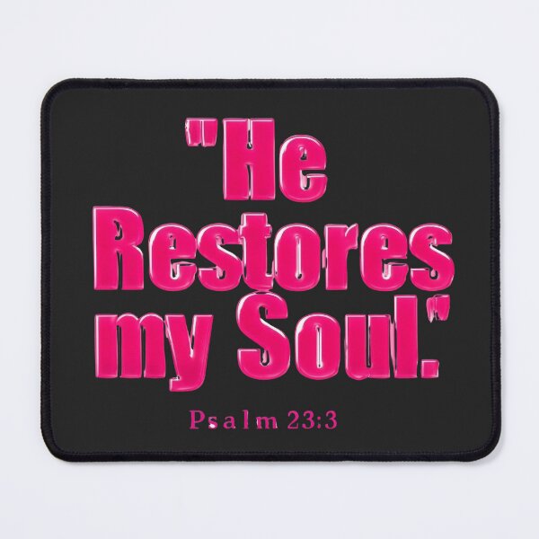 Item preview, Glossy Y2K "He Restores My Soul" – Psalm 23:3 3D Bubble Text designed and sold by ArtisticDesignsbyLinda.