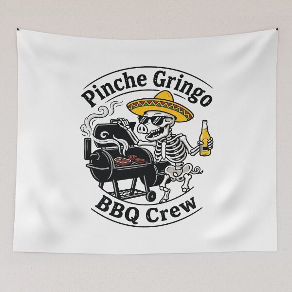Item preview, Pinche Gringo BBQ Crew Funny Skeleton Pig Grilling Beer Fiesta Humor designed and sold by kiralynstration.