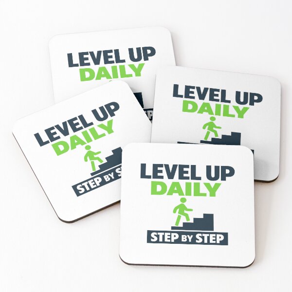 Item preview, Level Up Daily Step by Step Motivational Typography designed and sold by FunFitLife Studio.