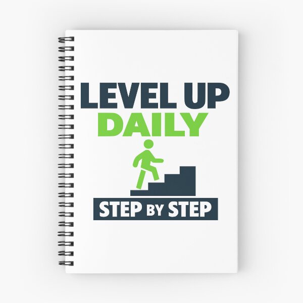 Item preview, Level Up Daily Step by Step Motivational Typography designed and sold by FunFitLife Studio.