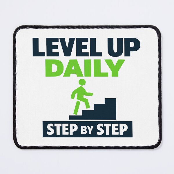 Item preview, Level Up Daily Step by Step Motivational Typography designed and sold by FunFitLife Studio.