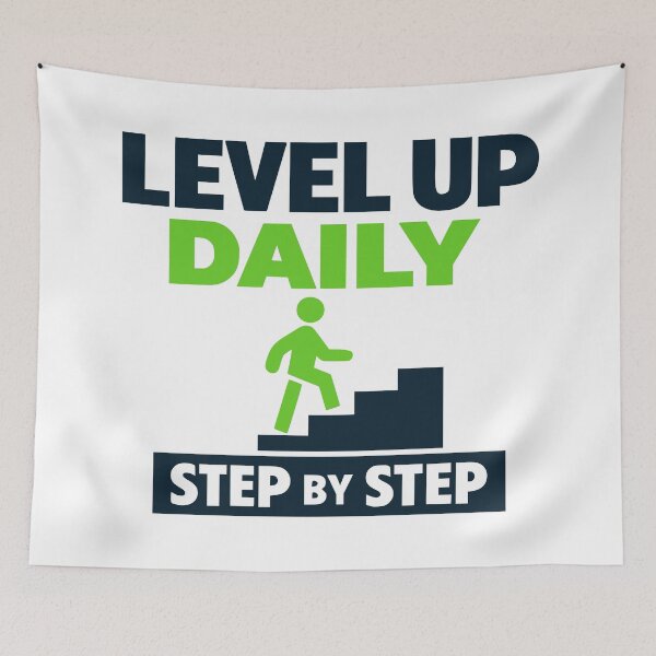 Item preview, Level Up Daily Step by Step Motivational Typography designed and sold by FunFitLife Studio.
