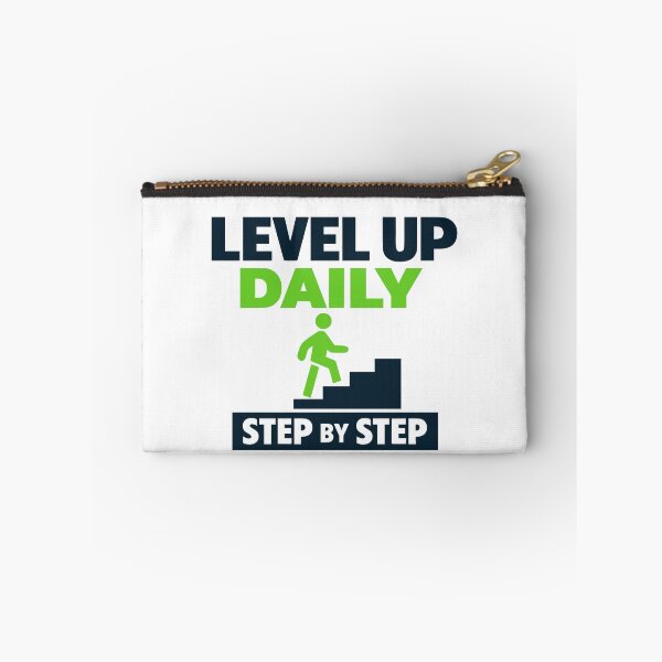 Item preview, Level Up Daily Step by Step Motivational Typography designed and sold by FunFitLife Studio.