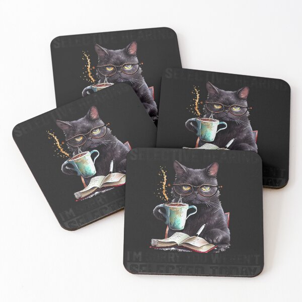 Item preview, Witty Black Cat Selective Hearing Coffee Lover Design designed and sold by david19usa.