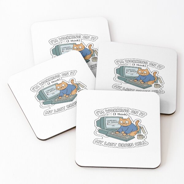 Item preview, Funny Cat Last Brain Cell - Loading Brain Meme Sticker designed and sold by Glowy Doodle.