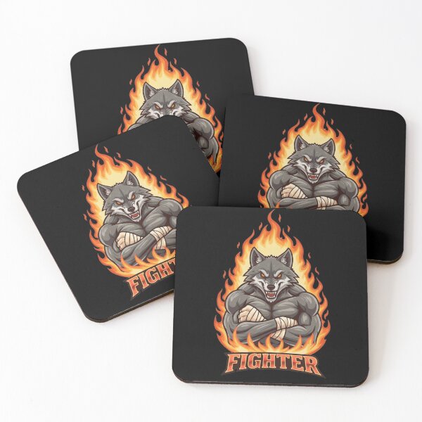 Item preview, Fiery Wolf Fighter Mascot Gaming Design designed and sold by Omar-2D.