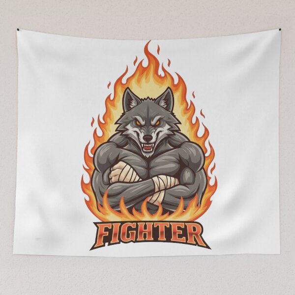 Item preview, Fiery Wolf Fighter Mascot Gaming Design designed and sold by Omar-2D.