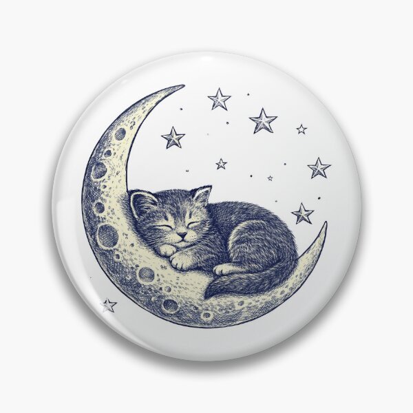 Item preview, Cat Sleeping on Moon, Vintage Kitty Aesthetic, Cozy Night Sky Design designed and sold by GogaVibeRe.