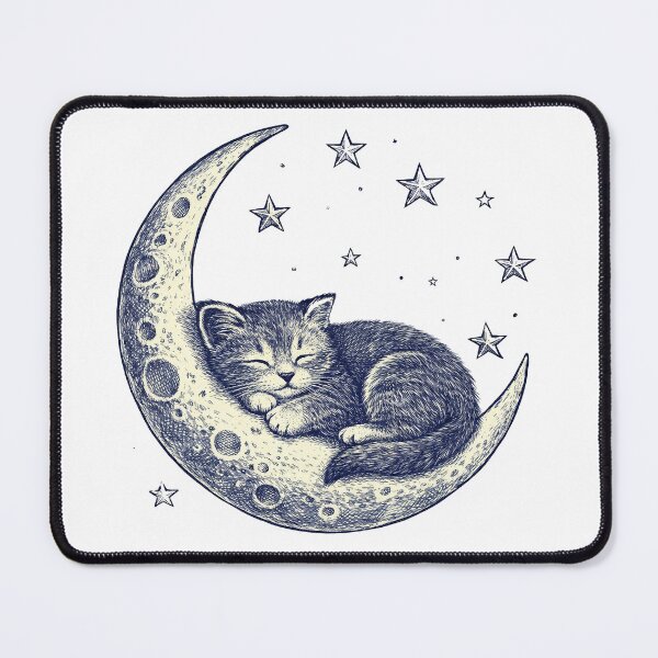 Item preview, Cat Sleeping on Moon, Vintage Kitty Aesthetic, Cozy Night Sky Design designed and sold by GogaVibeRe.