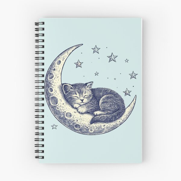Item preview, Cat Sleeping on Moon, Vintage Kitty Aesthetic, Cozy Night Sky Design designed and sold by GogaVibeRe.