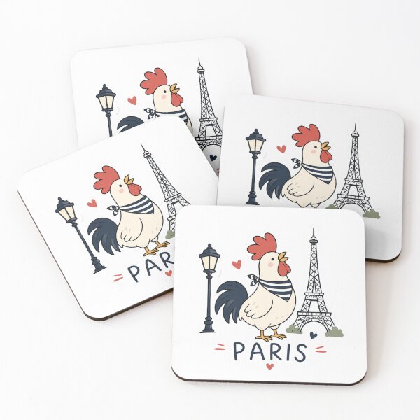 Item preview, Cute Paris Rooster Sticker – French Chicken Kawaii Design designed and sold by ZYNORAworld.