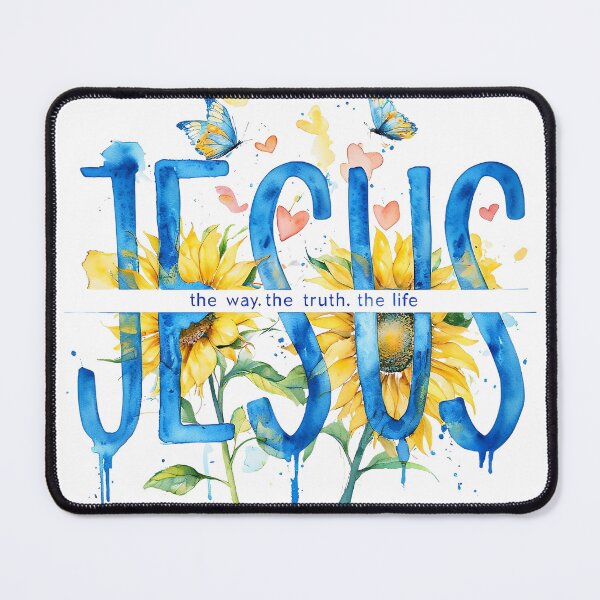 Item preview, The Way Truth Life – Bold Blue Watercolour Sunflower Design designed and sold by ArtisticDesignsbyLinda.