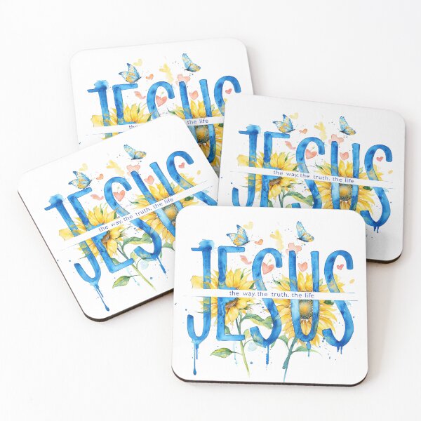 Item preview, The Way Truth Life – Bold Blue Watercolour Sunflower Design designed and sold by ArtisticDesignsbyLinda.